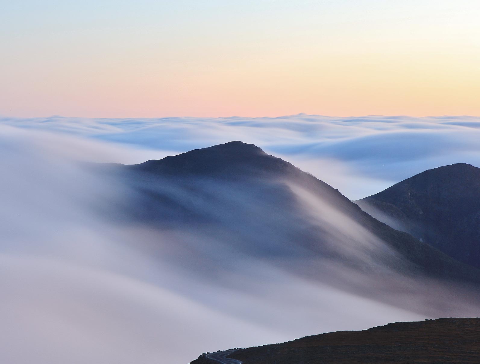 Mist-shrouded mountains